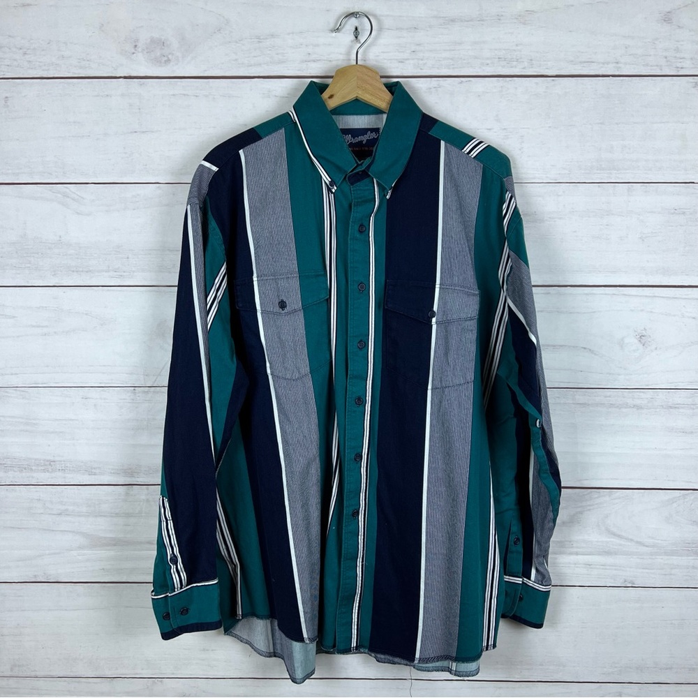Vintage Wrangler Western Brushpopper Stripe Button Shirt XL